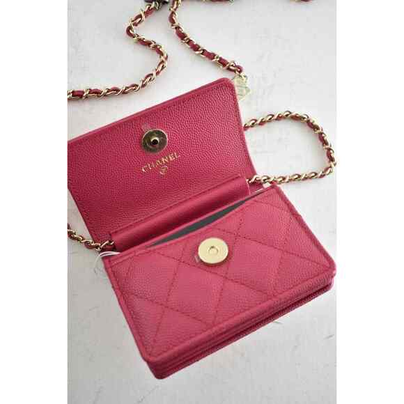 Chanel 21K Pink Caviar WOC Mini Wallet Chain Gold Charm Shoulder Crossbody Bag - Picture 7 of 8